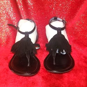 Women black fringe sandel